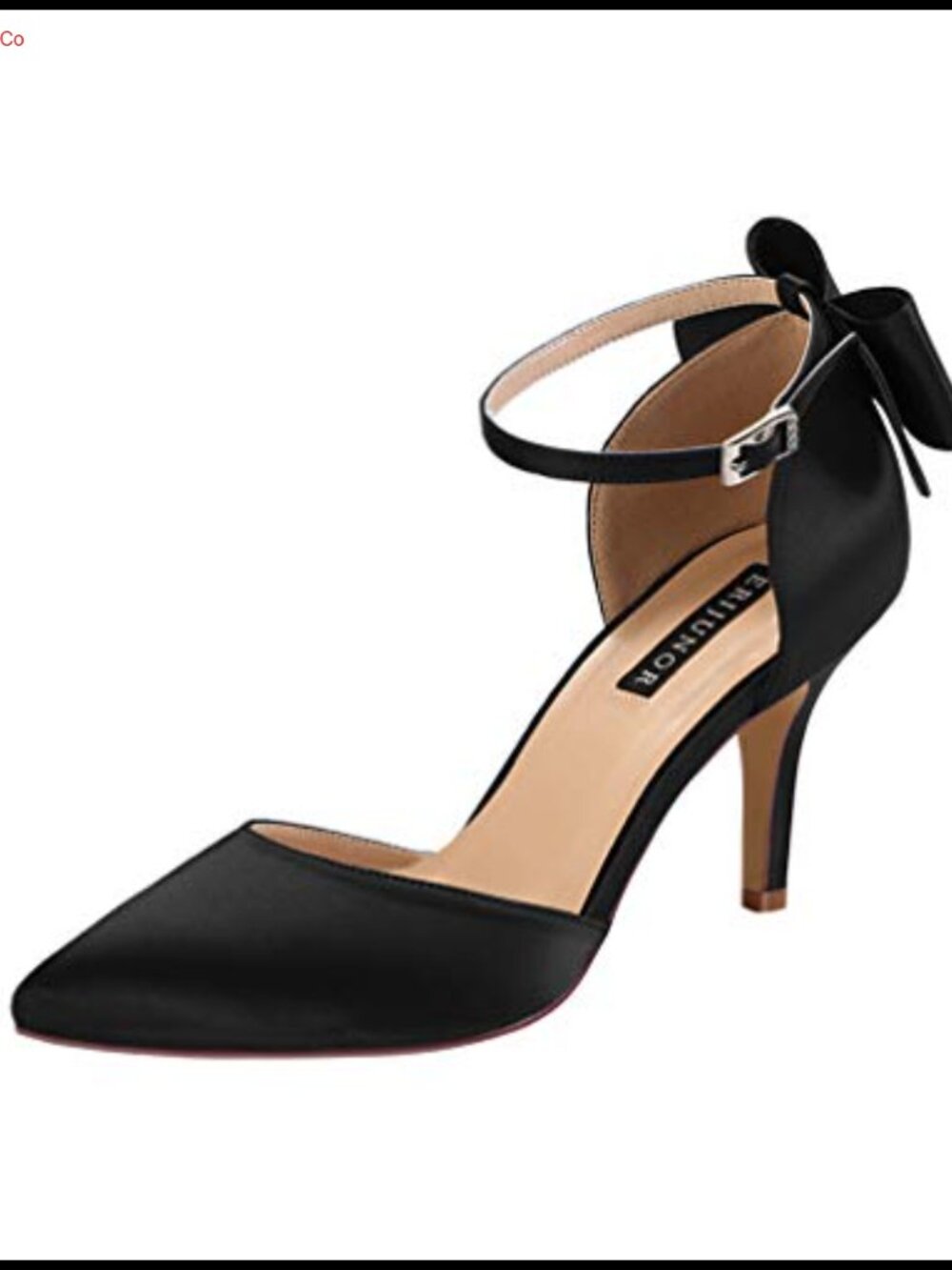 ERIJUNOR Satin Wedding Evening Pumps Mid Heels Bow Knot Ankle Strap Wide Width